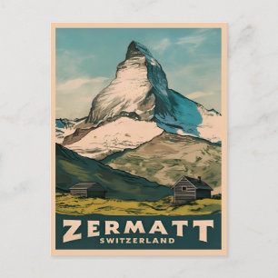 Vintage Reizen Zermatt Zwitserland Retro Schildera Briefkaart