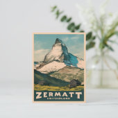 Vintage Reizen Zermatt Zwitserland Retro Schildera Briefkaart (Staand voorkant)