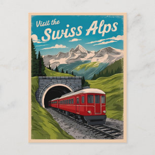 Vintage reizen Zwitserse Alpen Zwitserland Retro S Briefkaart
