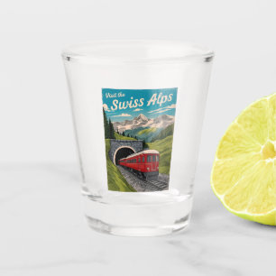 Vintage reizen Zwitserse Alpen Zwitserland Retro S Shot Glas