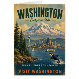Vintage reizenposter van de staat Washington met l