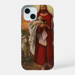 Vintage Religie, Christus de Goede Herder K kudde iPhone 15 Case