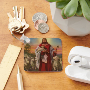 Vintage Religie, Christus de Goede Herder Kudde Sleutelhanger