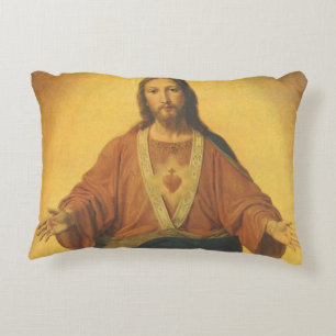 Vintage Religie, Heilig Hart van Jezus Christus Accent Kussen