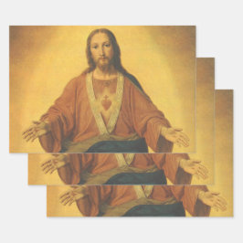Vintage religie, Heilig Hart van Jezus Christus Inpakpapier Vel