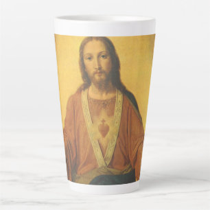 Vintage Religie, Heilig Hart van Jezus Christus Latte Mok