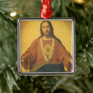 Vintage religie, Heilig Hart van Jezus Christus Metalen Ornament