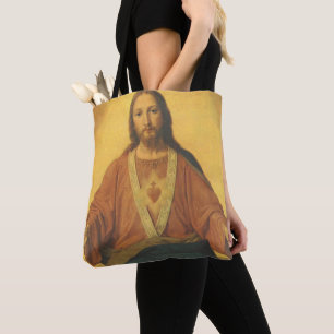 Vintage Religie, Heilig Hart van Jezus Christus Tote Bag