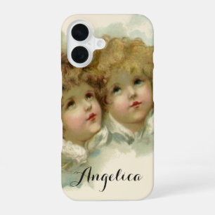 Vintage Religie, Victoriaanse engelen in de wolken iPhone 16 Hoesje