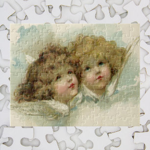 Vintage Religie, Victoriaanse engelen in de wolken Legpuzzel