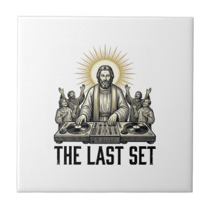 Vintage Religieus DJ De Laatste Set T-shirtontwerp Tegeltje