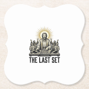Vintage Religieus DJ The Last Set T-shirt ontwerp_ Kartonnen Onderzetters