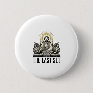 Vintage Religieus DJ The Last Set T-shirt ontwerp_ Ronde Button 5,7 Cm