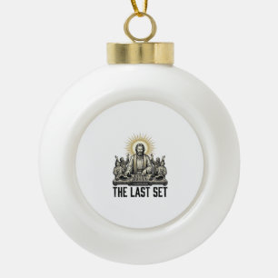 Vintage Religieuze DJ The Last Set T-shirt ontwerp Keramische Bal Ornament