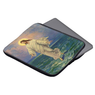 Vintage Religion, Jezus Christus loopt op water Laptop Sleeve