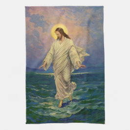 Vintage Religion, Jezus Christus loopt op water Theedoek