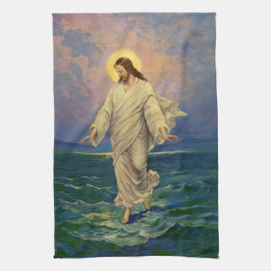 Vintage Religion, Jezus Christus loopt op water Theedoek