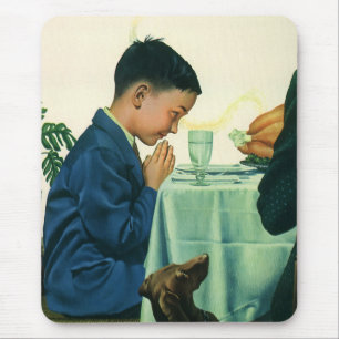 Vintage Religion, Jongen zegt dankgebed voor Kerst Muismat