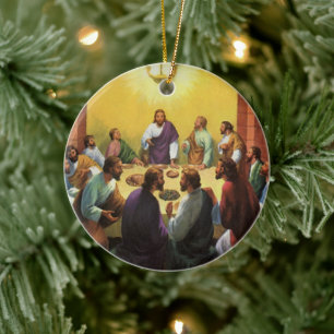 Vintage Religion, Laatste Avondmaal met Jezus Chri Keramisch Ornament