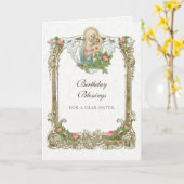 Vintage Religious Virgin Mary Jesus Birthday Kaart (Gele Bloem)