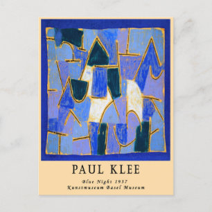 Vintage Remix Paul Klee Blauw Abstract Bauhaus Briefkaart