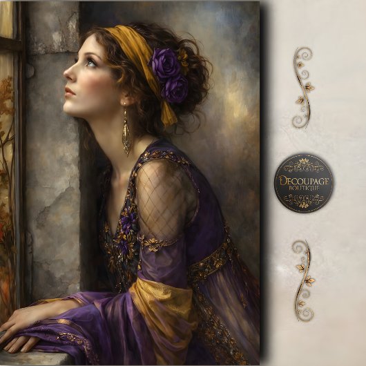 Vintage Renaissance Vrouw Decoupage Tissuepapier