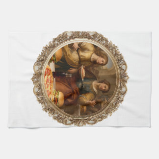 Vintage Renaissanceschilderij Parodie van Mannen d Theedoek