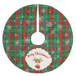 Vintage rendiervis met groene en rode paardsopflak kerstboom rok