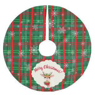 Vintage rendiervis met groene en rode paardsopflak kerstboom rok