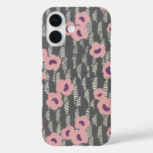 Vintage René Crevel Frans Art Deco Roze Bloemmotie iPhone 16 Hoesje
