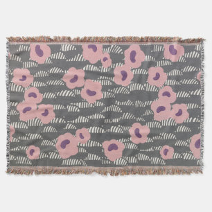 Vintage René Crevel Frans Art Deco Roze Bloemmotie Deken