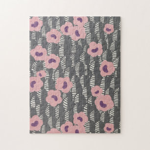 Vintage René Crevel Frans Art Deco Roze Bloemmotie Legpuzzel