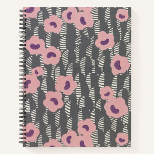 Vintage René Crevel Frans Art Deco Roze Bloemmotie Notitieboek
