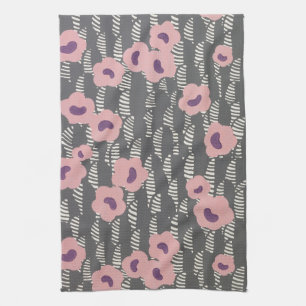 Vintage René Crevel Frans Art Deco Roze Bloemmotie Theedoek