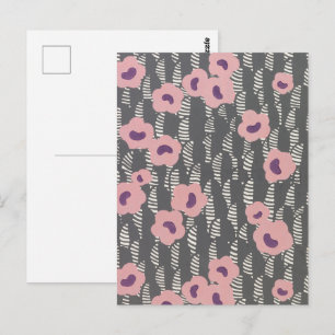 Vintage René Crevel Franse Art Deco Roze Bloemmoti Briefkaart