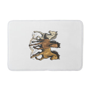 Vintage rennende paarden vector kunst ontwerp_1 badmat