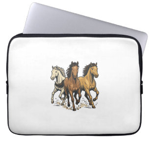 Vintage rennende paarden vector kunst ontwerp_1 laptop sleeve