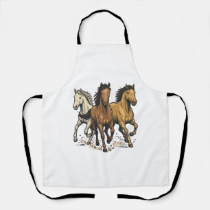 Vintage rennende paarden vector kunst ontwerp_1 schort