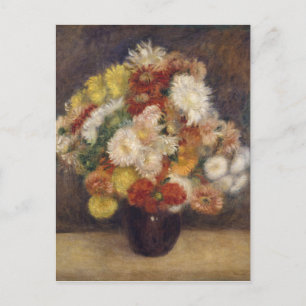 Vintage Renoir Bouquet van Chrysanthemums Feestdagenkaart