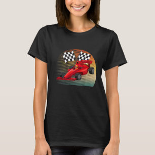Vintage reportage met één formule motorsport met v t-shirt