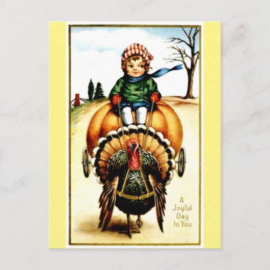 Vintage Reproduction Joyful Thanksgiving Briefkaar Feestdagenkaart (Voorkant)