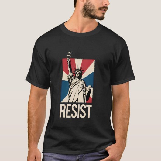 Vintage Resist Shirt Standbeeld van de Vrijheid Re (Voorkant)