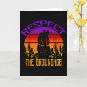 Vintage Respect De Bosmarmot Groundhog Day Kaart (Gele Bloem)
