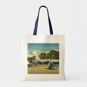Vintage restaurant, 50s Drive In Diner en auto's Tote Bag