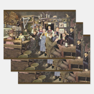 Vintage Restaurant Bar People Celebrparty Inpakpapier Vel