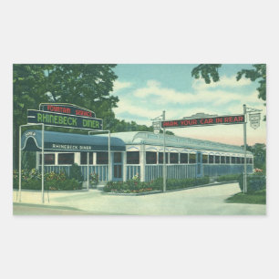 Vintage Restaurant, Retro Rhinebeck Wegrestaurant Rechthoekige Sticker