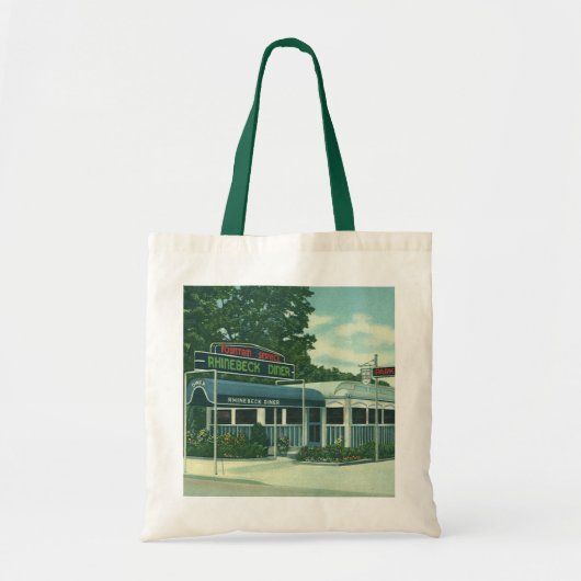 Vintage Restaurant, Retro Rhinebeck Wegrestaurant Tote Bag (Voorkant)