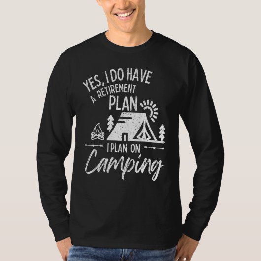 Vintage Retirement Plan Camping Funny Retirement T-shirt (Voorkant)