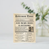 Vintage “Retirement Times” Newspaper Invitation  Briefkaart (Staand voorkant)