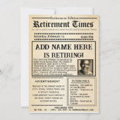 Vintage “Retirement Times” Newspaper Invitation  Kaart (Voorkant)